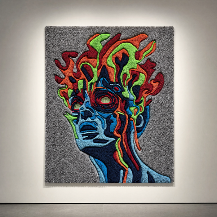 Overdrive Rug - museum wall display