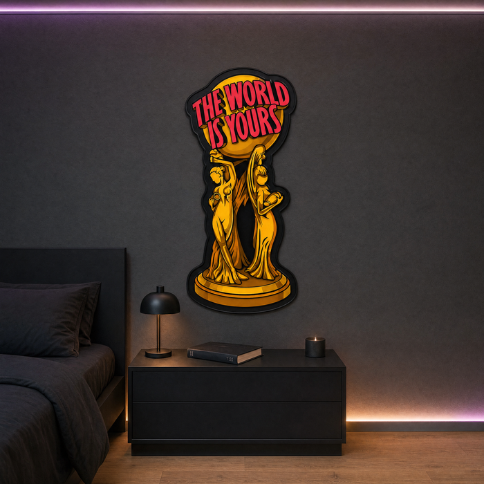 World Is Yours Wall Art - bedroom LED scene
