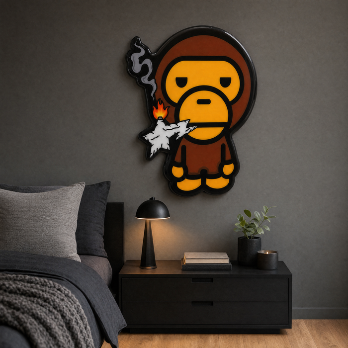 Ape Smoke Wall Art - aesthetic bedroom scene