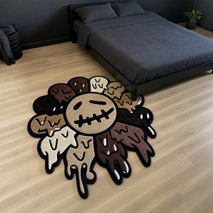 Drip Flower Rug - bedroom scale shot