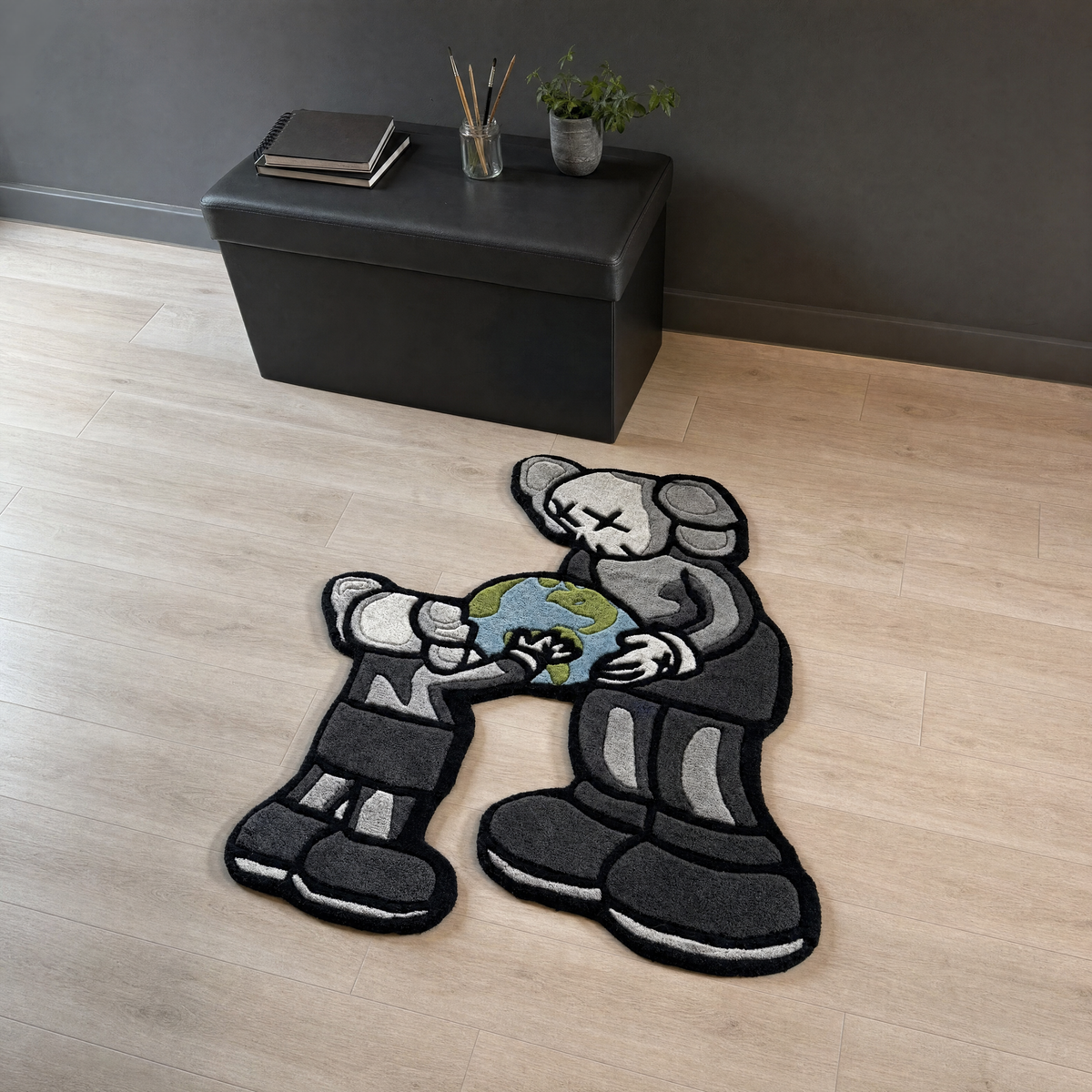 Kaws World Rug 1 - art studio scale shot