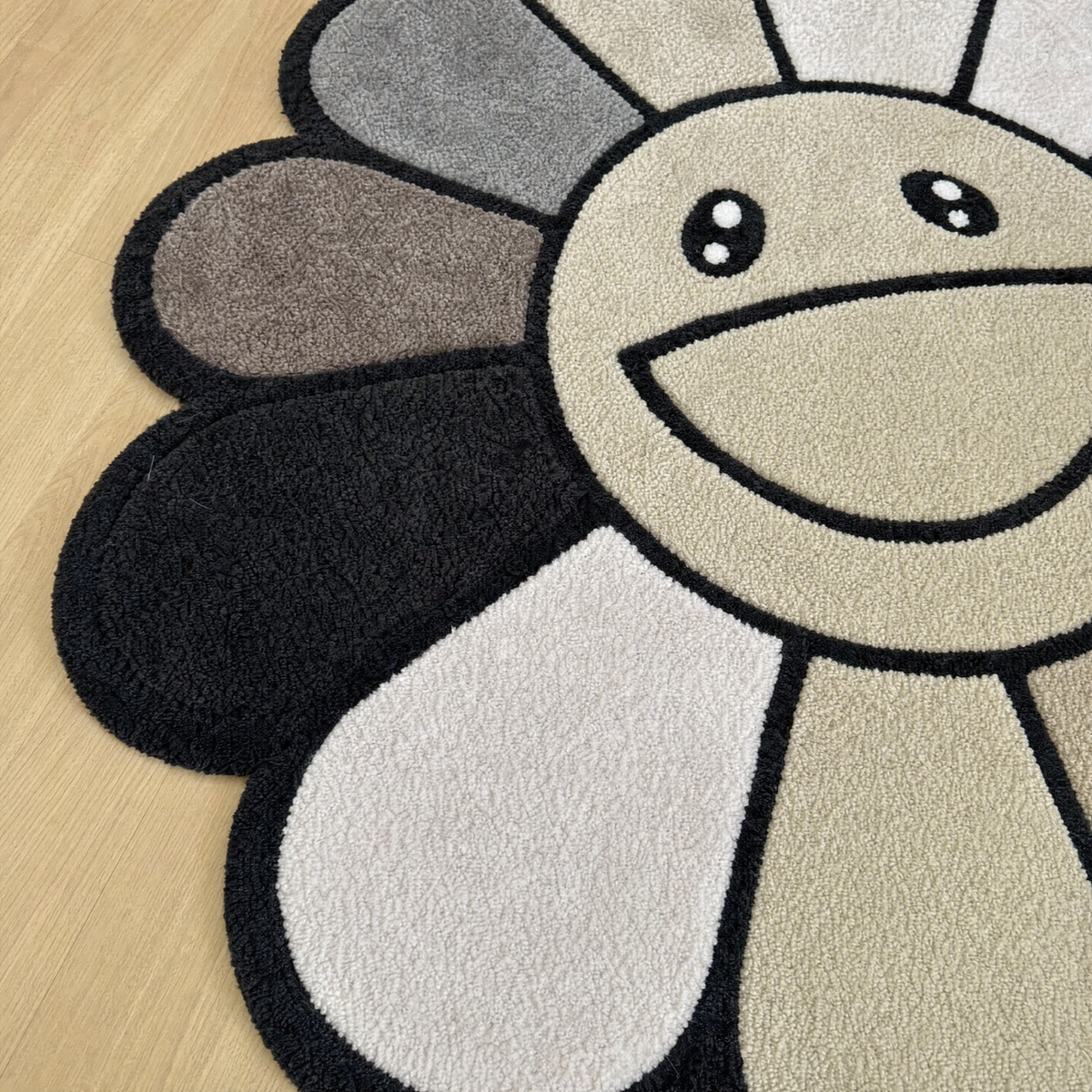 Grey Flower Rug - close-up texture detail