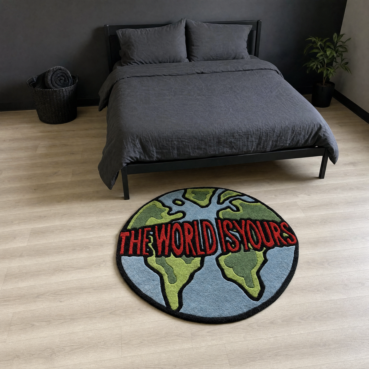 World Is Yours Rug 1 - bedroom scale shot