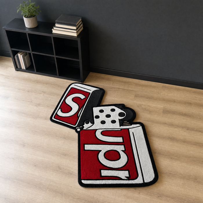 Sup Lighter Rug - bookshelf corner scale shot