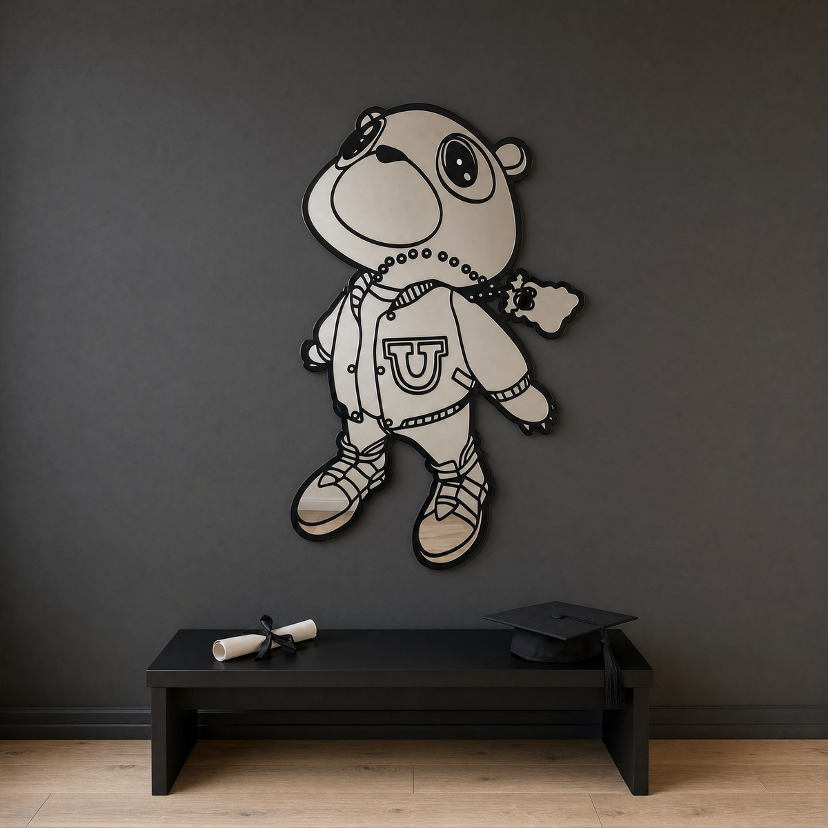 Bear Mirror - graduation desk scene