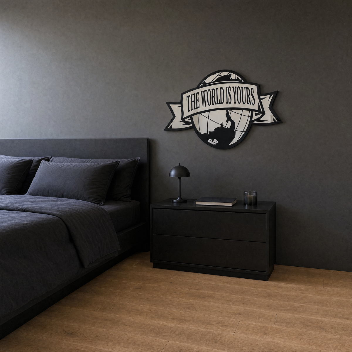 World Is Yours Mirror - wider bedroom view