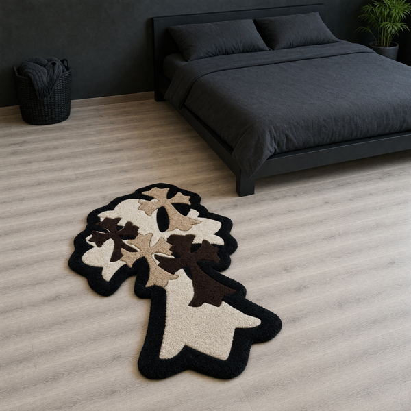 Cross Rug - bedroom scale shot