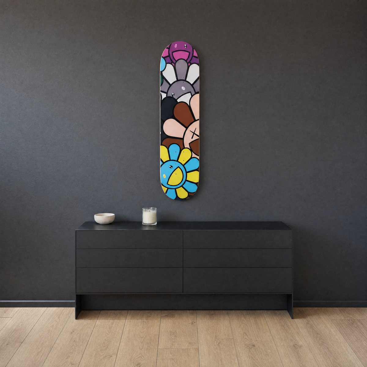 Flower Skateboard - wider room view