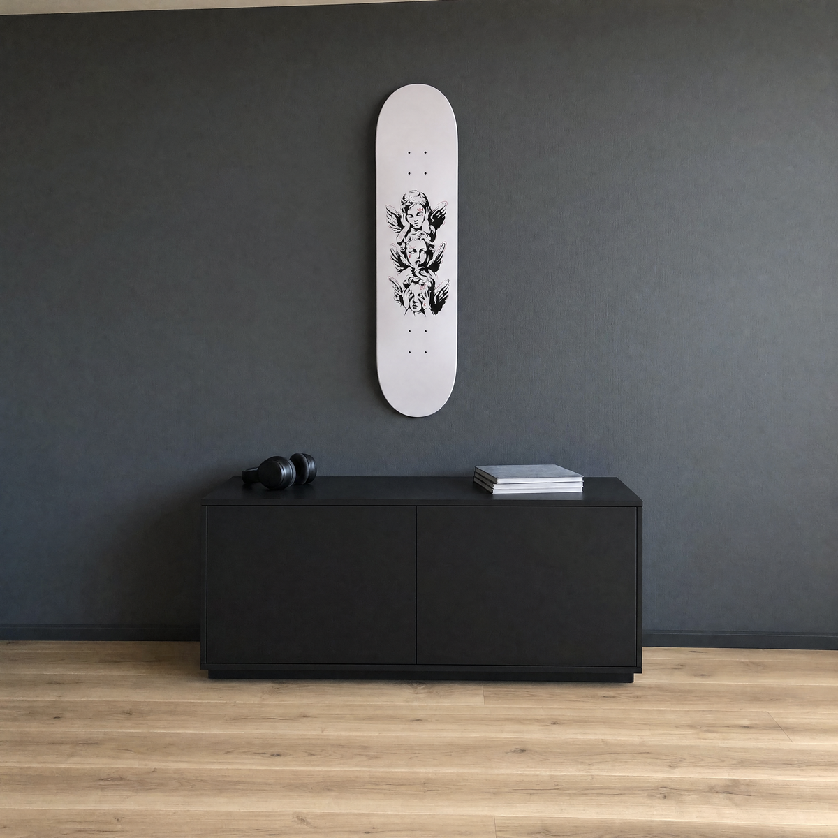 Angels Skateboard - wider room view