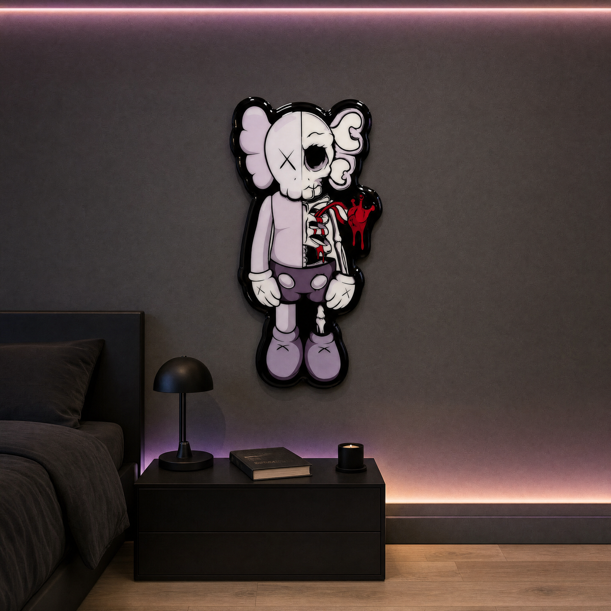 Skeleton Wall Art (Red) - bedroom LED scene
