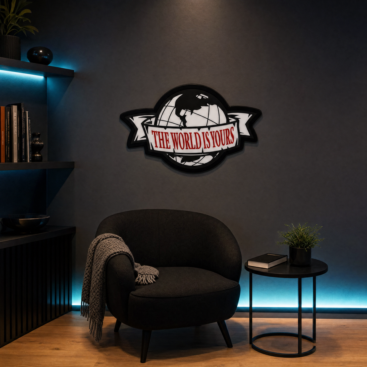 Globe Wall Art - reading corner LED scene