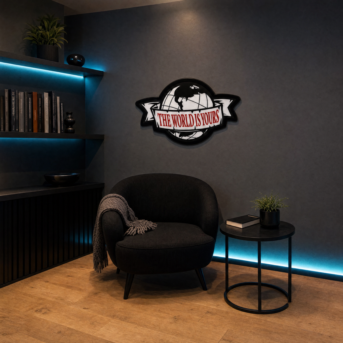 Globe Wall Art - wider room view