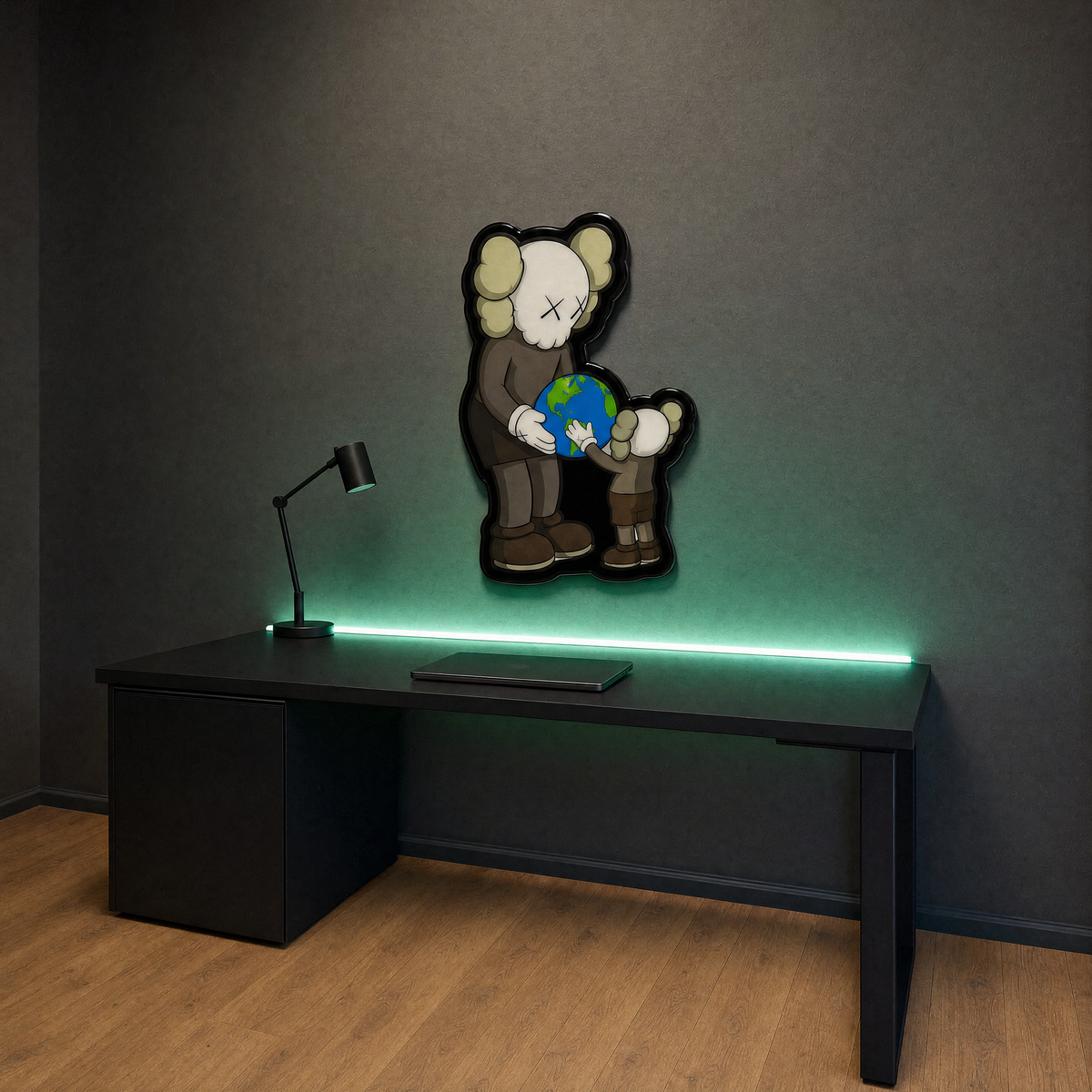 Give World Wall Art - wider room view