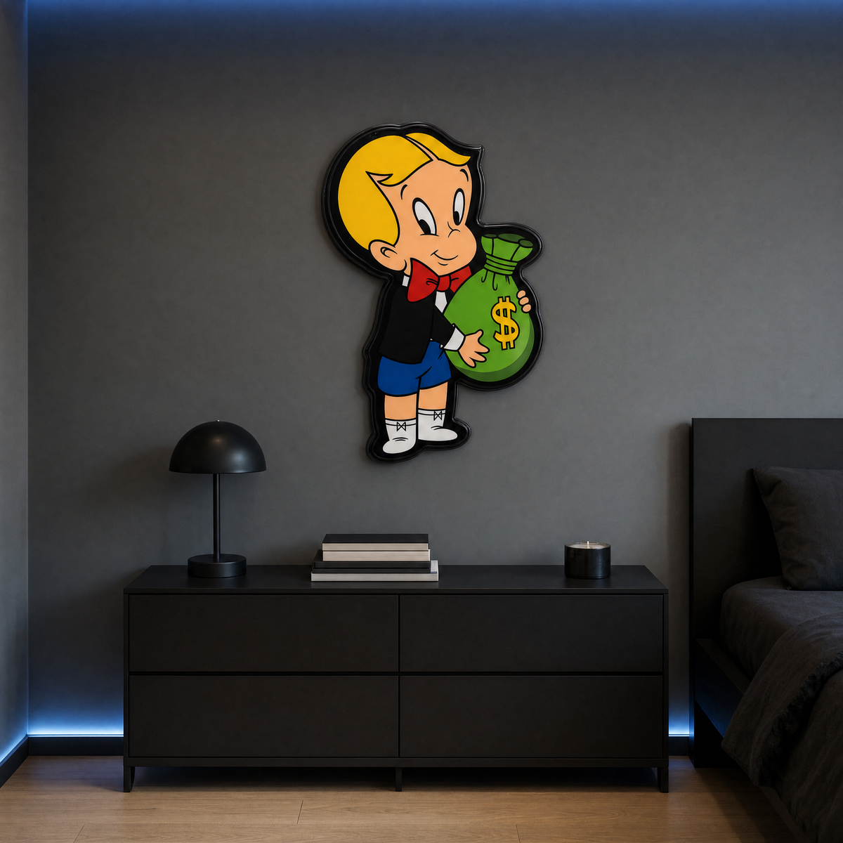 Richey Wall Art - bedroom light blue LED scene