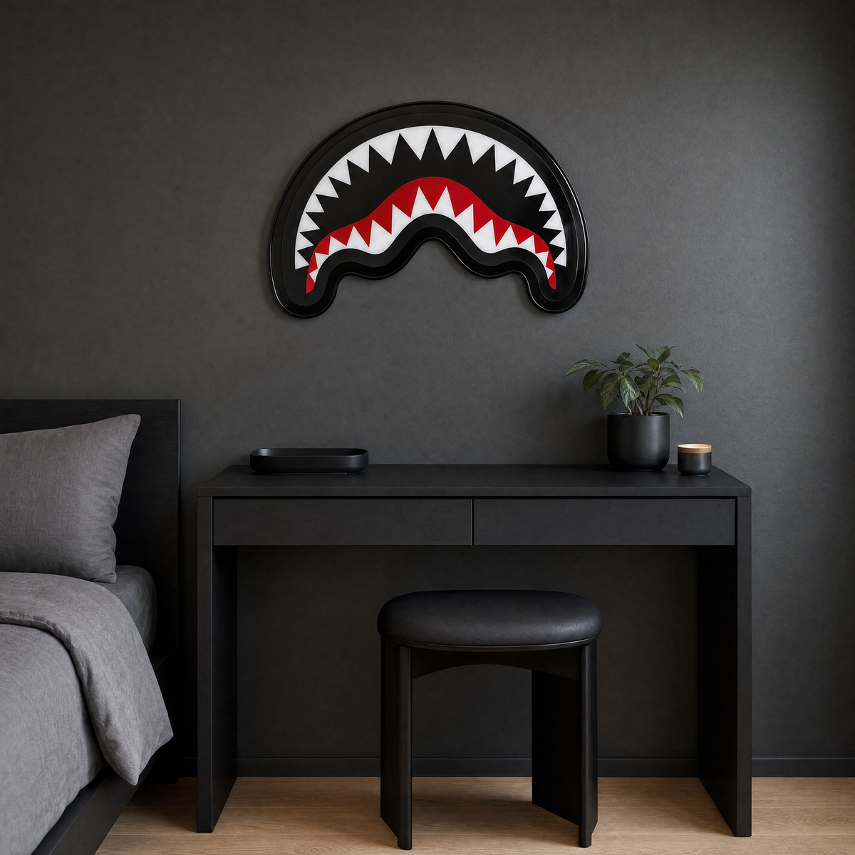 Fighter Teeth Wall Art - bedroom scene
