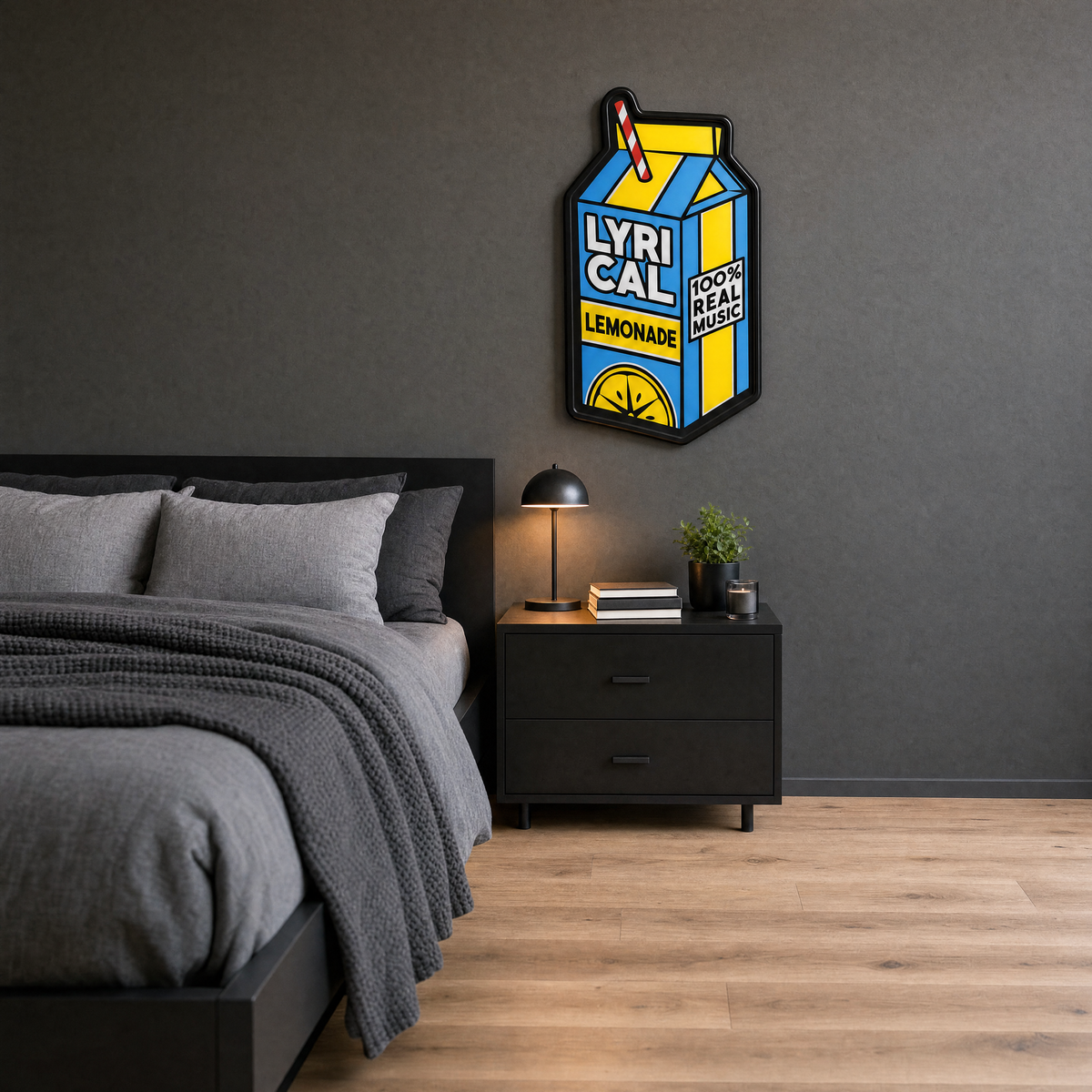 Lemonade Wall Art - wider bedroom view