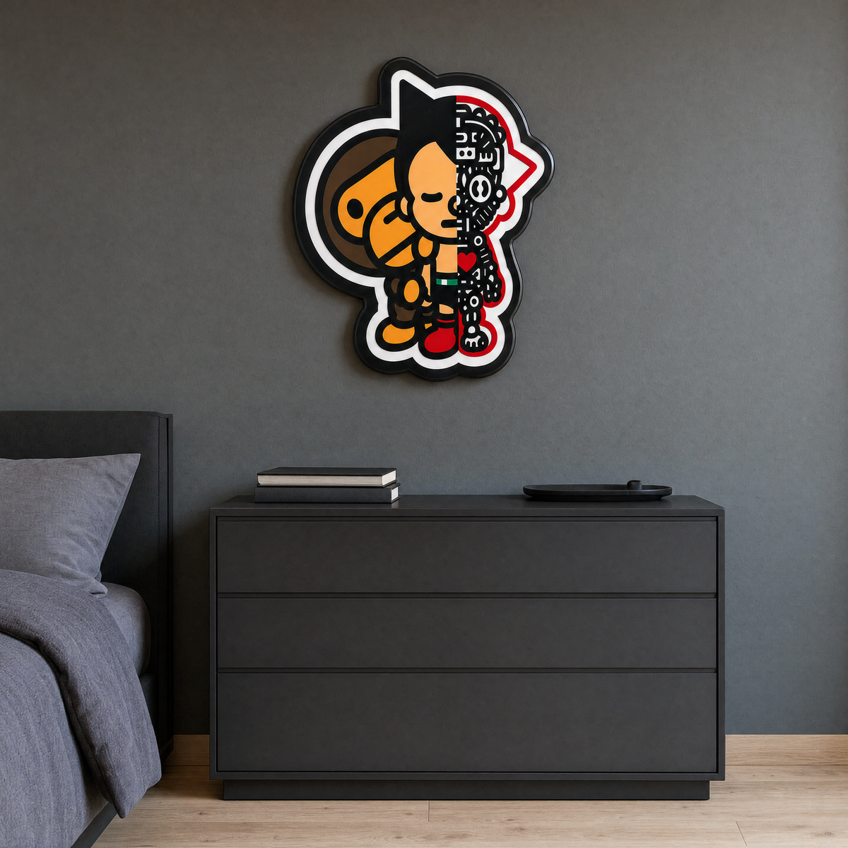 Split Character Wall Art - bedroom scene